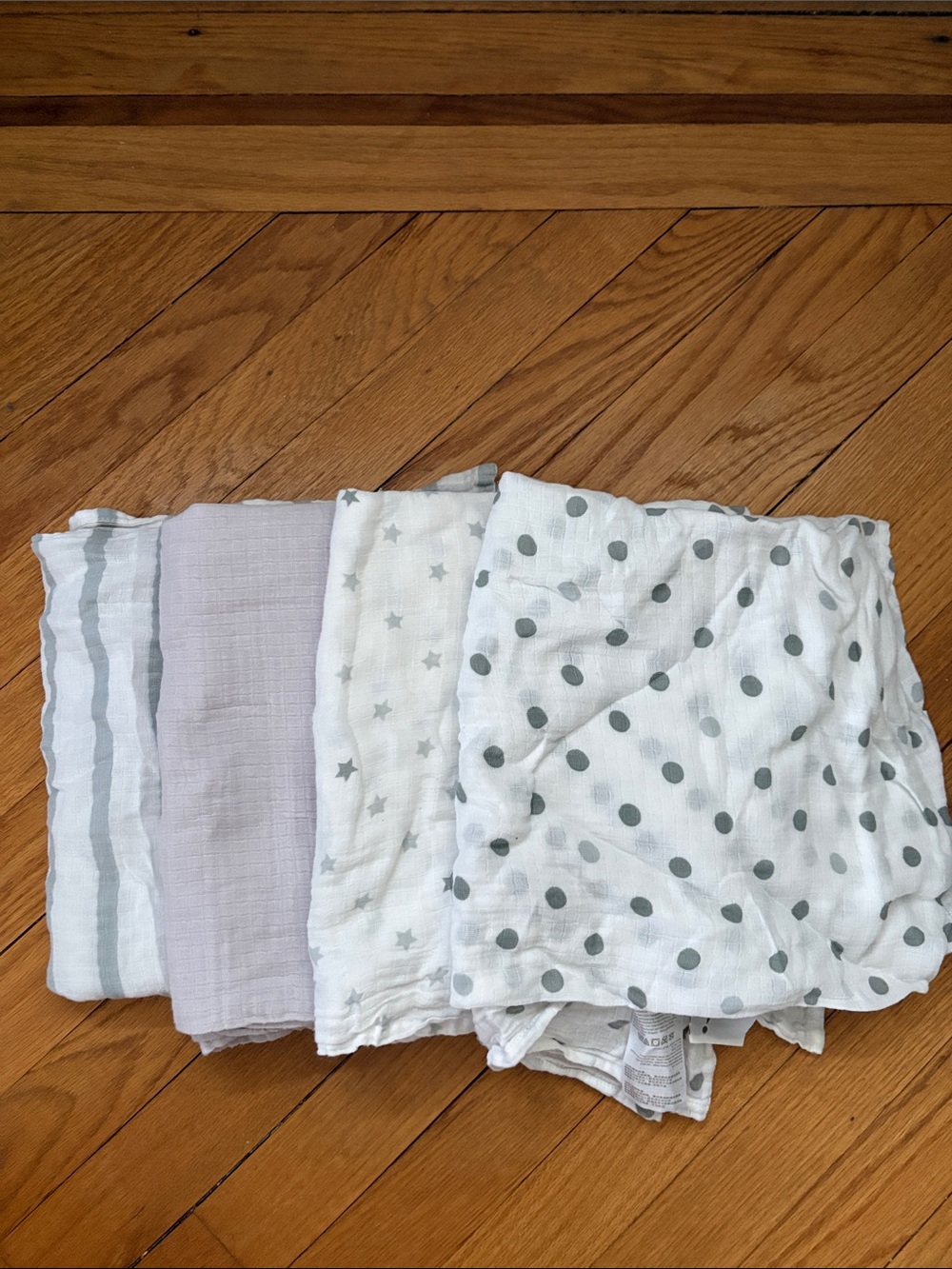 Soft White and Gray Muslin Baby Swaddle Blanket Set